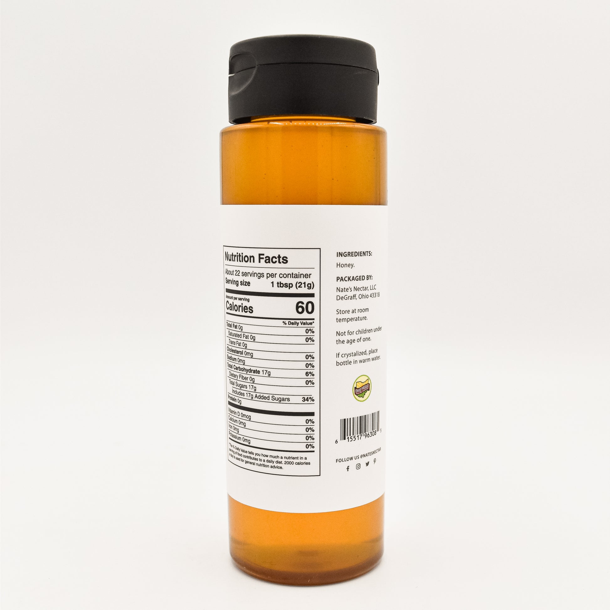 Nate's Nectar Natural Raw Honey, 1 lb squeeze bottle