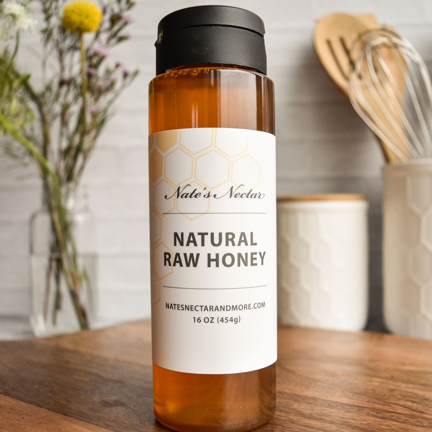 Nate's Nectar Natural Raw Honey, 1 lb squeeze bottle