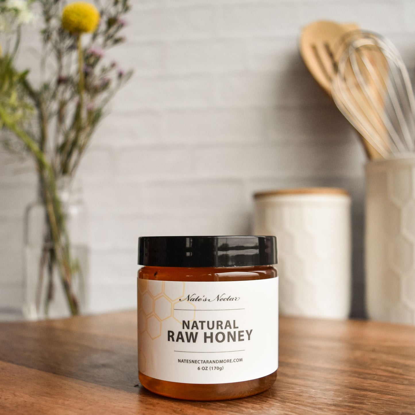 Nate's Nectar Natural Raw Honey, 6 oz plastic jar