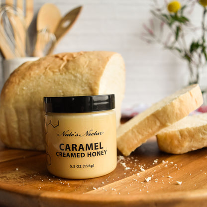 Caramel Creamed Honey, Nate's Nectar Creamed Honey Collection, spreadable consistency