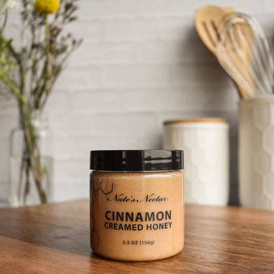 Cinnamon Creamed Honey, 5.5 oz jar, Nate's Nectar Creamed Honey Collection, natural ingredient spread