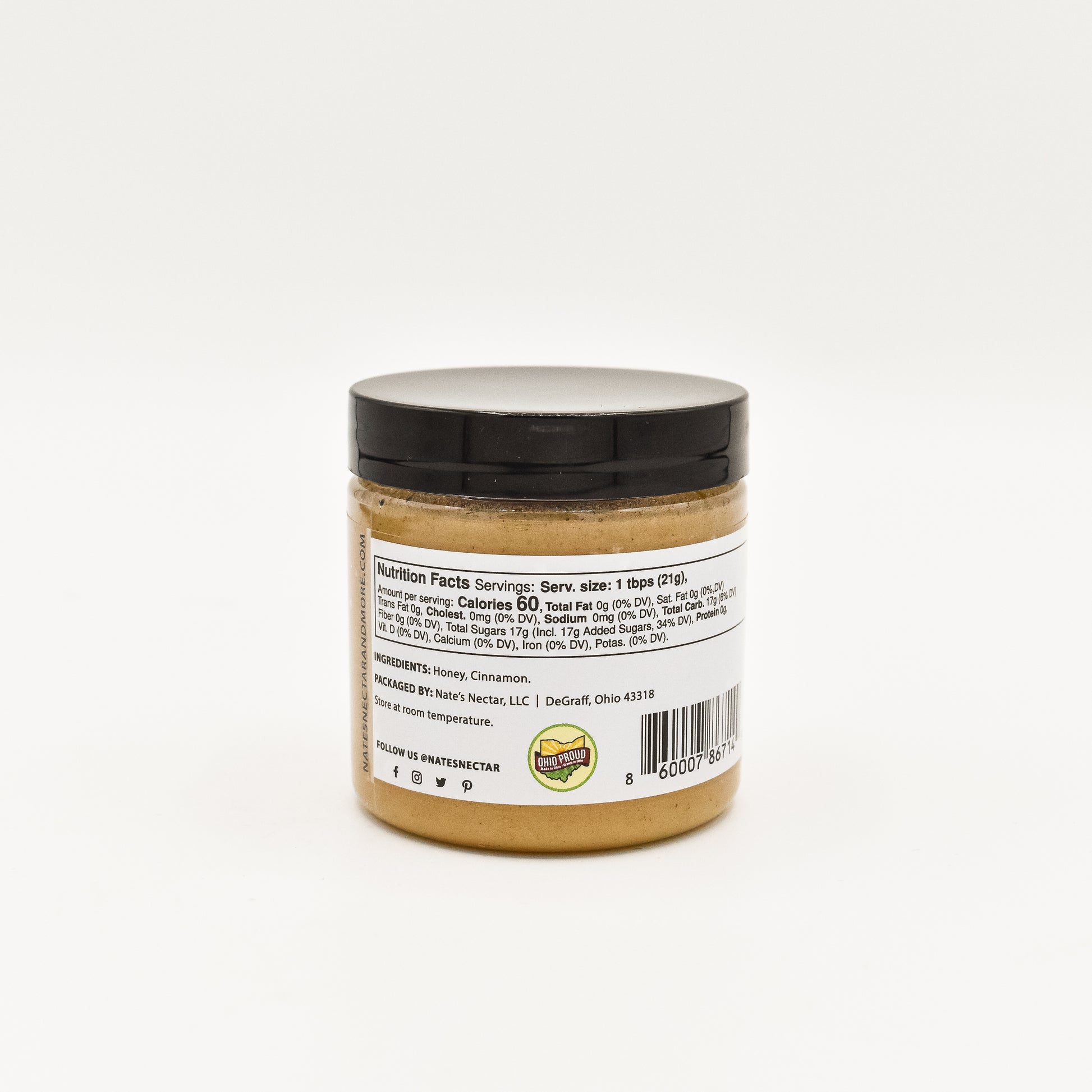 Cinnamon Creamed Honey, 5.5 oz jar, Nate's Nectar Creamed Honey Collection, natural ingredient spread