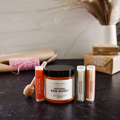 Christmas Bundle, Holiday Gift, Nate's Nectar natural products, honey, creamed honey, beeswax skin care