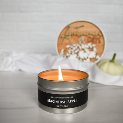 Macintosh Apple Beeswax Candle, Nate's Nectar Fall Beeswax Candle Collection, Hand Poured, 4 oz tin and melt