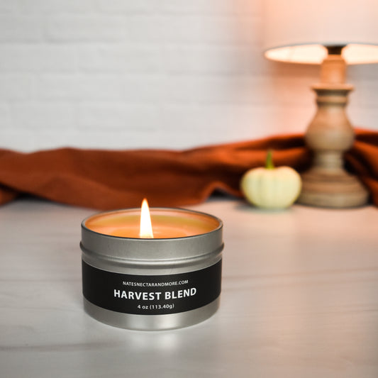 Harvest Blend Beeswax Candle, Nate's Nectar Fall Beeswax Candle Collection, 4 oz tin and candle melt