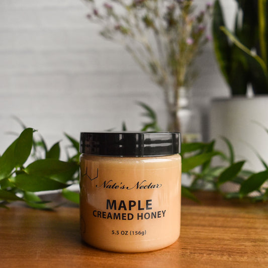 Nate's Nectar Maple Creamed Honey, 5.5 oz jar, spread on pastries and snacks