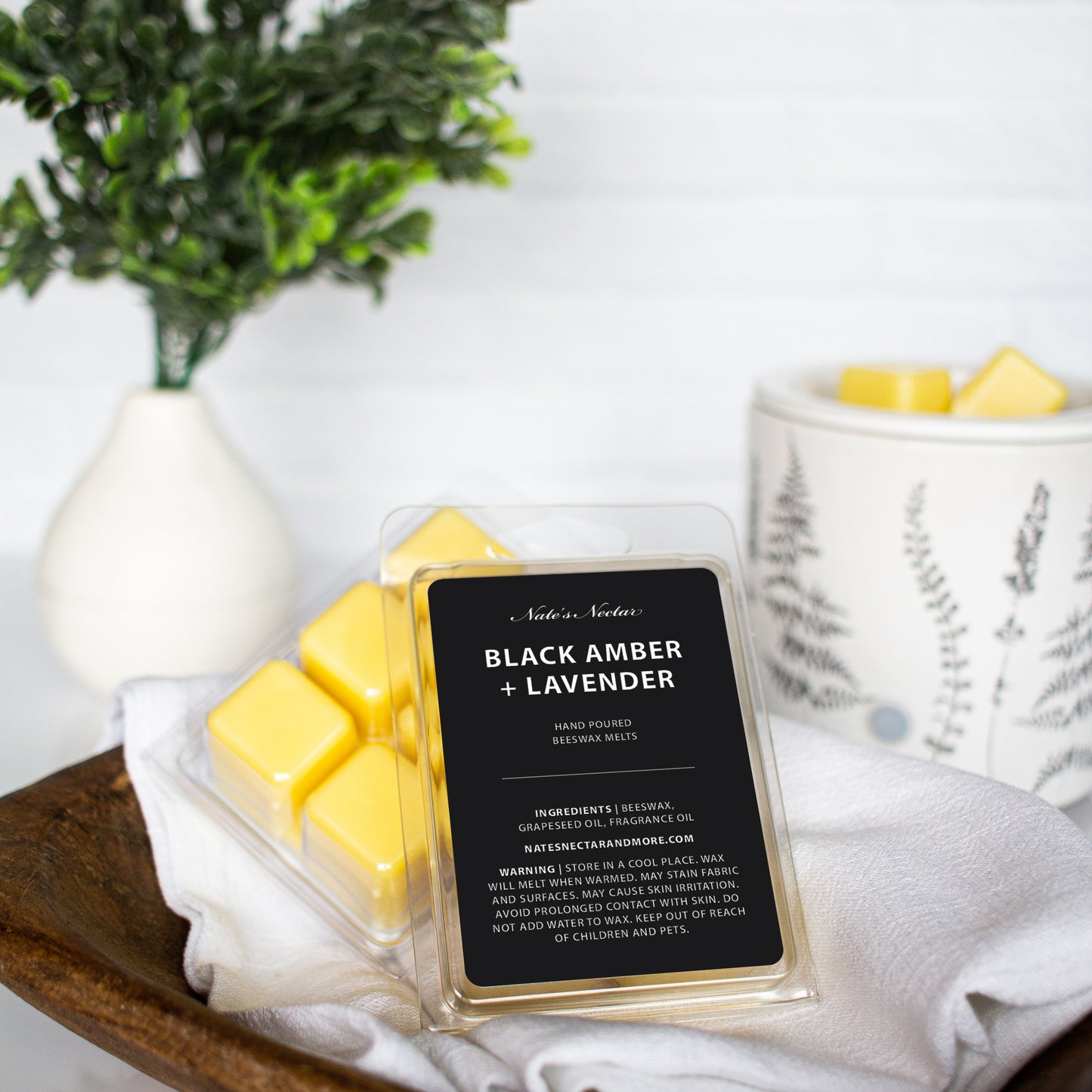 Black Amber & Lavender Beeswax Candle, Nate's Nectar Signature Beeswax Candle Collection, candle melt