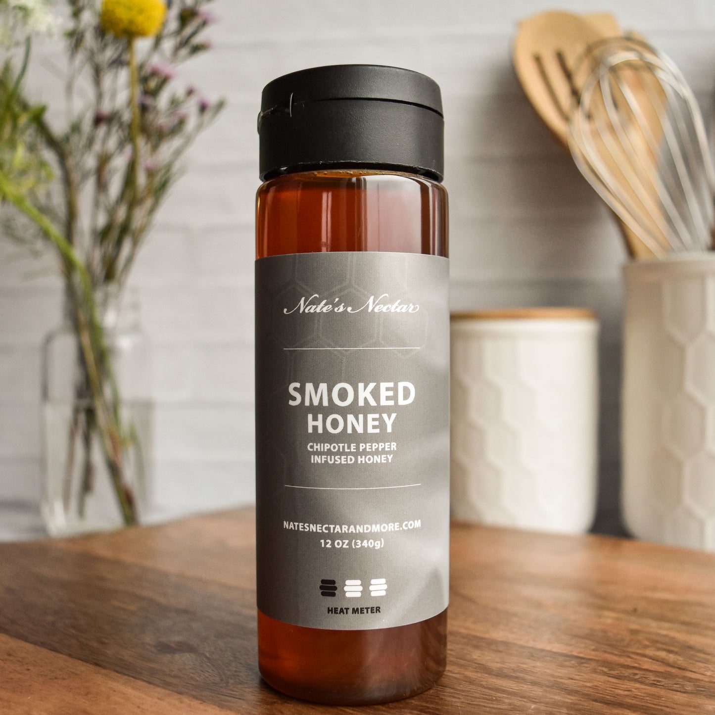 Nate's Nectar Smoked Honey, Hot Honey, Chipotle pepper infused natural honey