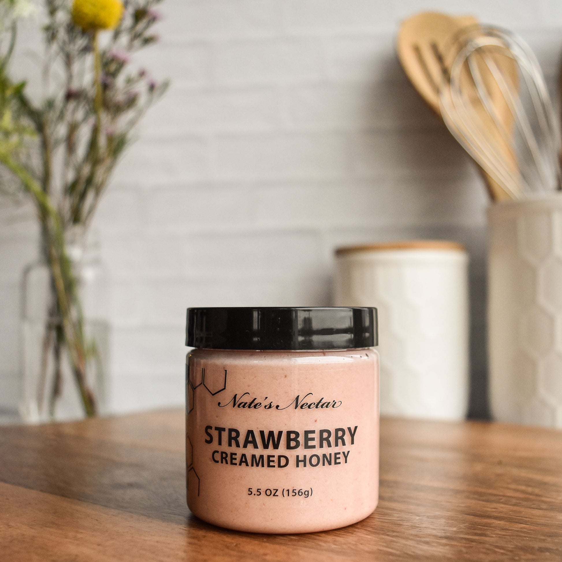 ate's Nectar Strawberry Creamed Honey, natural ingredient spread, clean ingredient creamed honey